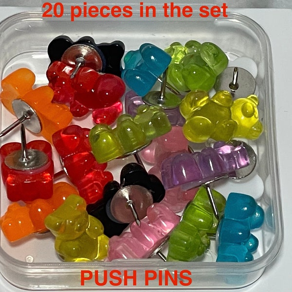 Gummy Bear Push Pins | Push Pins Set | Cute Push Pins | Fun Push Pins | Thumb Tacks Cute | Metal Push Pins | Coworker Gift | Office Decor