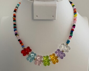Collar de oso / Collar de oso gomoso / Collar de osito de peluche / Collar gomoso / Collar divertido / Collar de niñas / Collar de joyería divertida