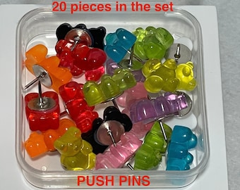 Gummy Bear Push Pins | Push Pins Set | Cute Push Pins | Fun Push Pins | Thumb Tacks Cute | Metal Push Pins | Coworker Gift | Office Decor