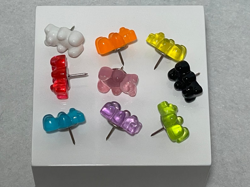 20 PCS Gummy Bear Thumb Tacks Steel Push Pin Decor For Hanging Photos Wall Map Bulletin Board Poster