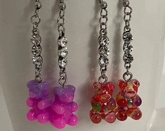 Gummybeer oorbellen | Schattige Gummy Bear oorbellen | Strass Gummy Bear oorbellen | Oorbellen | Bungelende oorbellen | Beer oorbellen