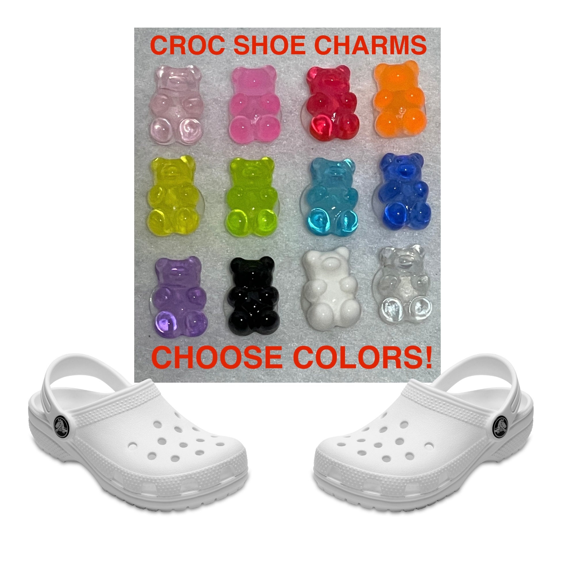 50Pcs Gummy Bear Croc Charms for Kids Women Gummy Resin Bear Shoe Charms  for Clog Sandals Decoration Croc Pins for Kids Bracelet Party Favors :  : Shoes & Handbags