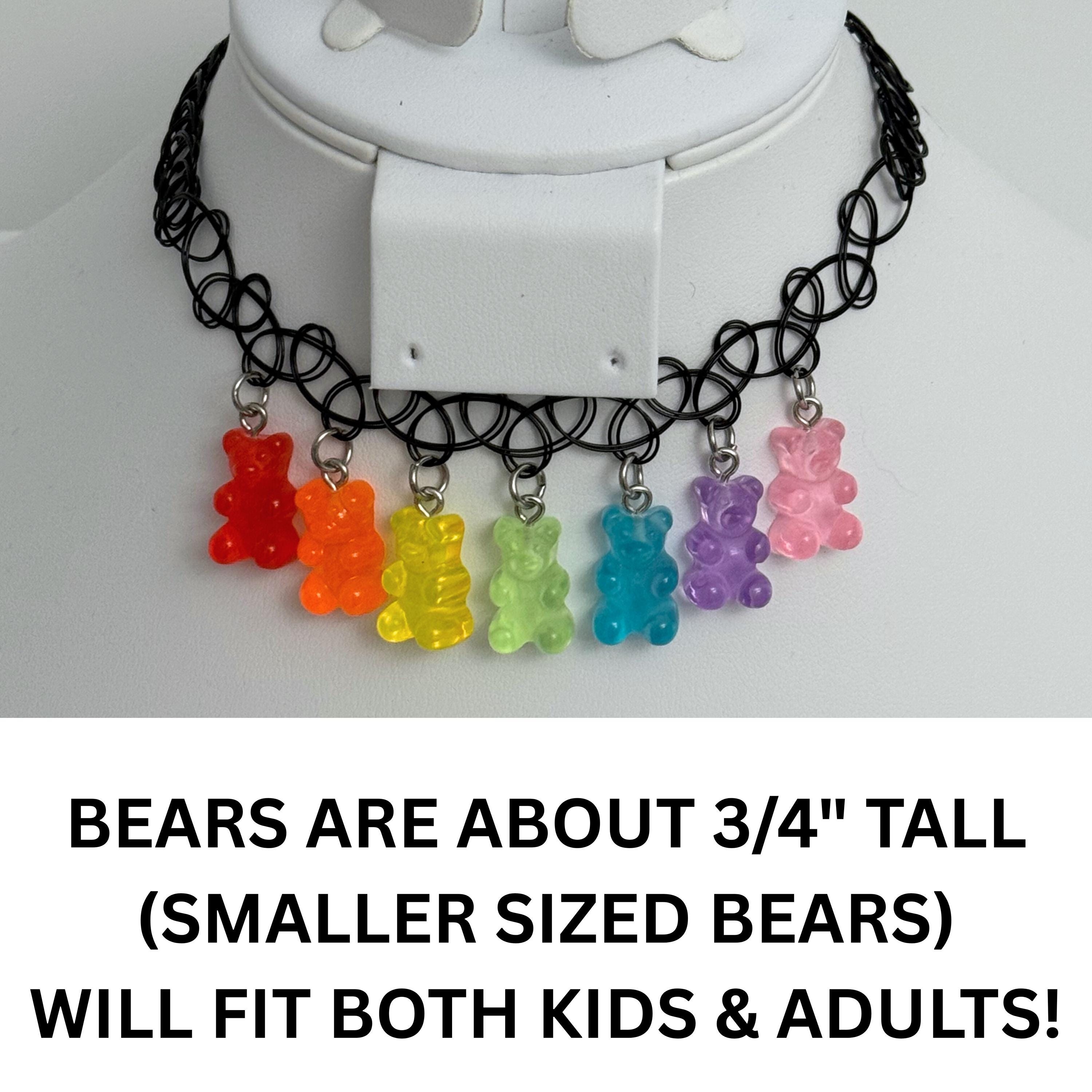 Milky Rainbow Gummy Bear Tattoo Choker | Stretch Resin Candy Charm
