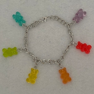 Gummy Bear Bracelet | Gummy Bear Charm Bracelet | Rainbow Gummy Bear Bracelet | Little Girl Bracelet | Young Girl Jewelry | Teenager Jewelry