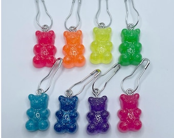 Marcadores de puntos de osito de goma / Marcadores de osito de goma con brillantina / Marcadores de puntos lindos / Marcadores de puntos para tejer / Marcadores de puntos para tejer