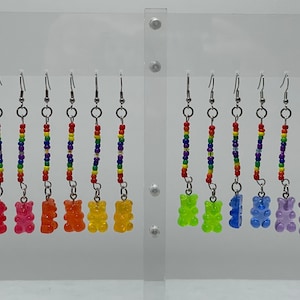 Rainbow Gummy Bear Earrings | Gummy Baer Earrings | Earrings Dangle | Girls Earrings | Funky Earrings | Young Girls Earrings | Cute Earrings