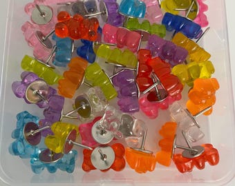 Puntine da disegno a forma di orsetto gommoso, 40 pezzi / Set di puntine da disegno / Puntine da disegno carine / Puntine da disegno divertenti / Puntine da disegno carine / Puntine da disegno in metallo / Regalo per colleghi / Decorazione per ufficio
