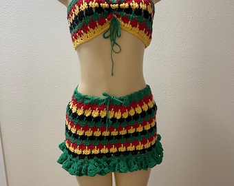 Rastafarian crochet skirt set
