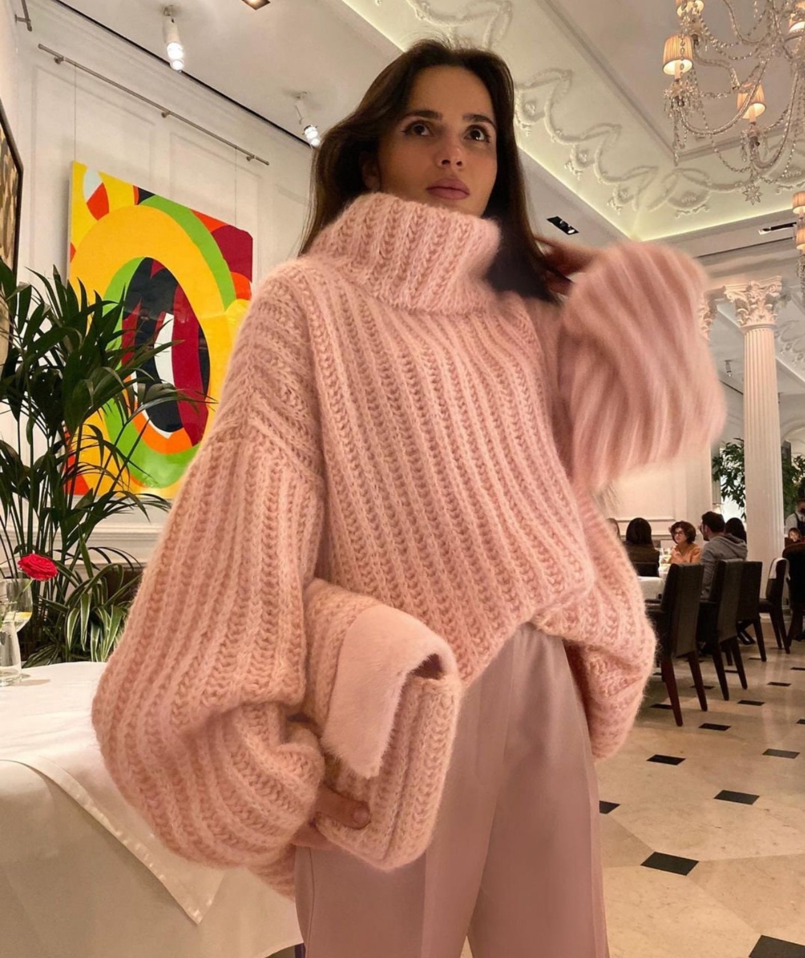 TrendAura Oversized Mohair Blend Sweater For Women Lightweight Drapey Knit Flattering Everyday Wear main image 0