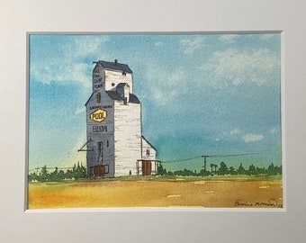 Original Watercolour Painting of a Grain Elevator