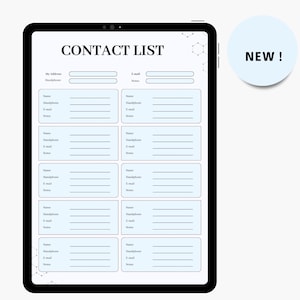 CONTACT LIST SHEET, Untimate Contact List, Contact Planner, Contact Icon List, Contact Tracker, Office Contact List, Contact Page