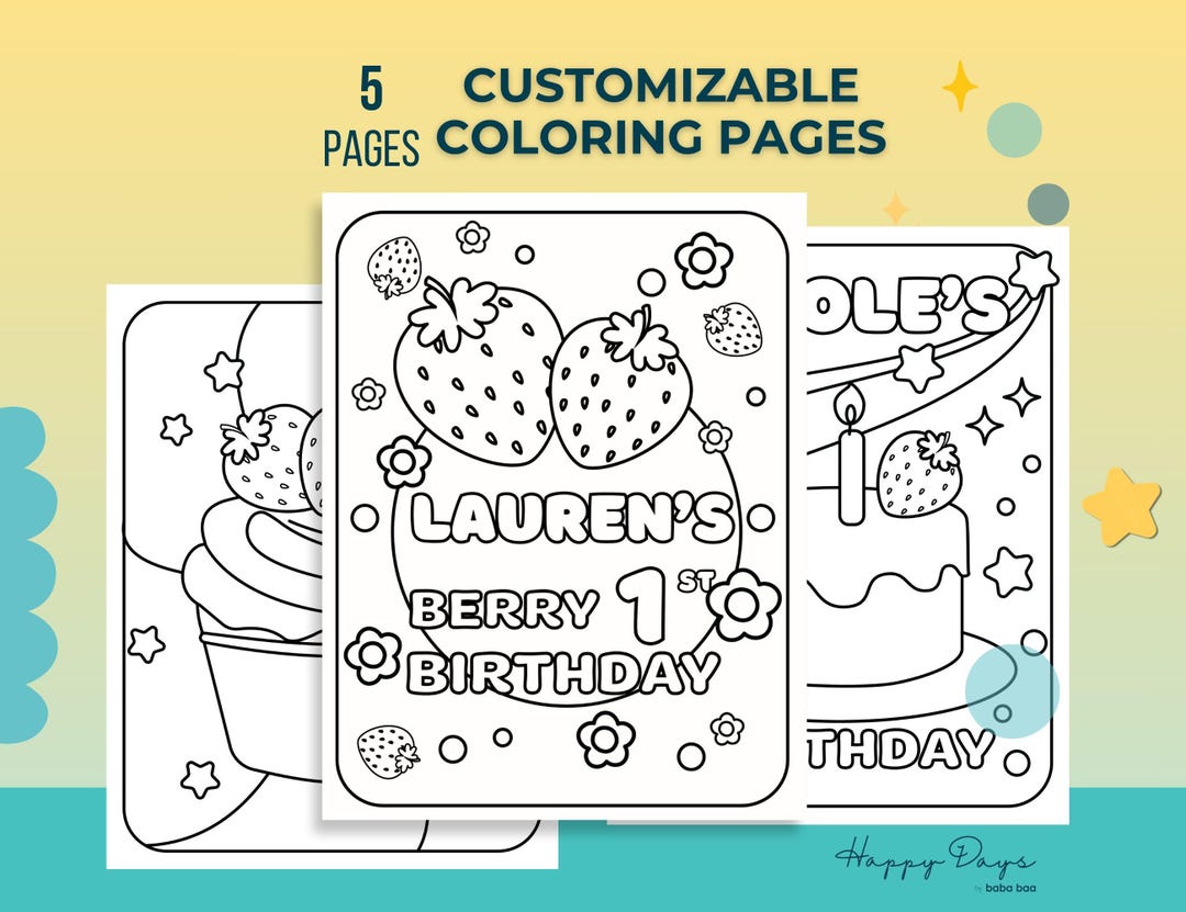 Birthday Coloring Page, 1st Birthday Coloring Page, 1st Birthday