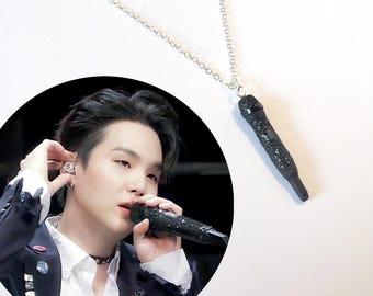 BTS SUGA Inspired Necklace With Mini Microphone Pendant - Etsy