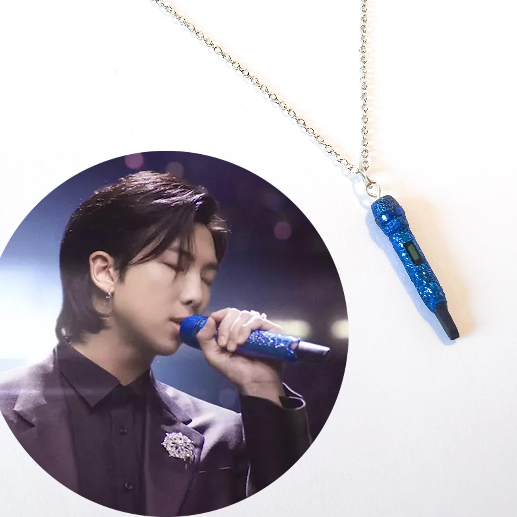 BTS RM Inspired Necklace With Microphone Pendant - Etsy