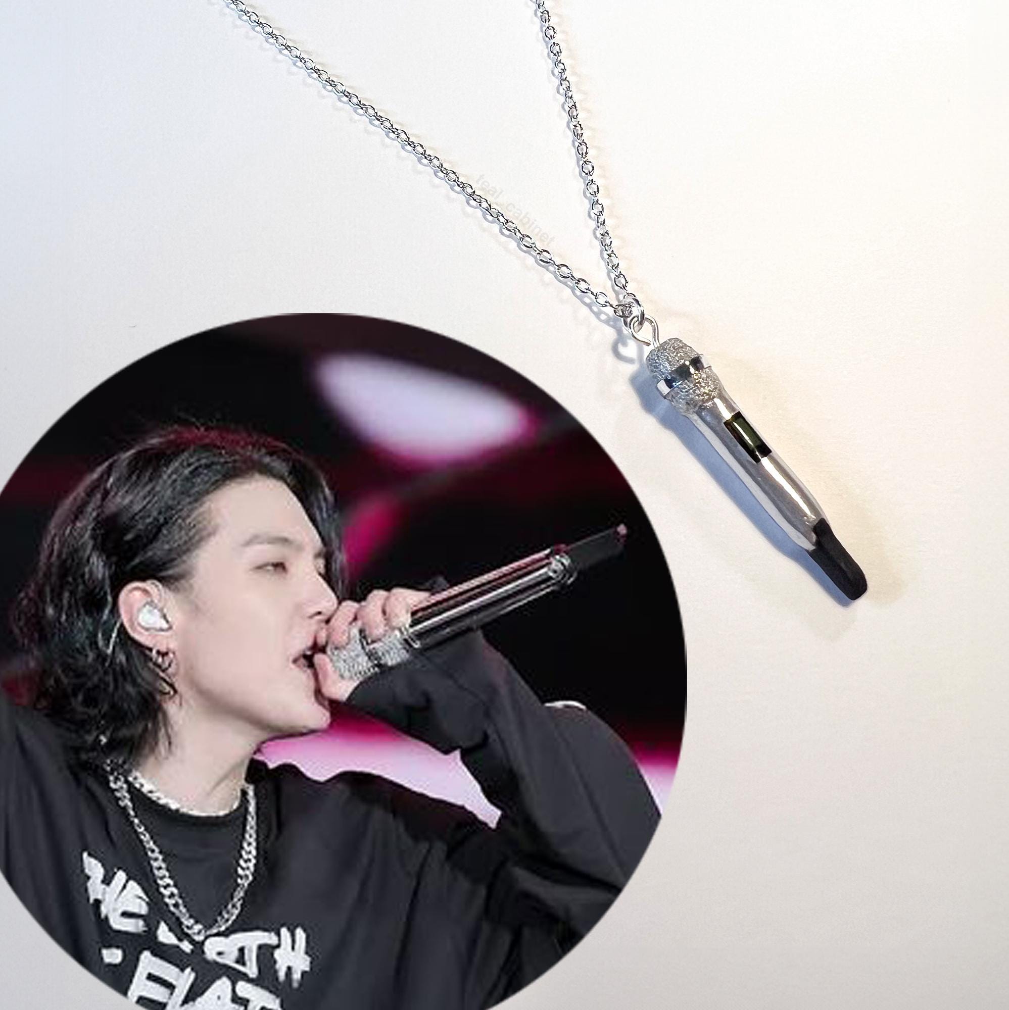 Buy BTS SUGA Inspired Necklace With Mini Microphone Pendant Online