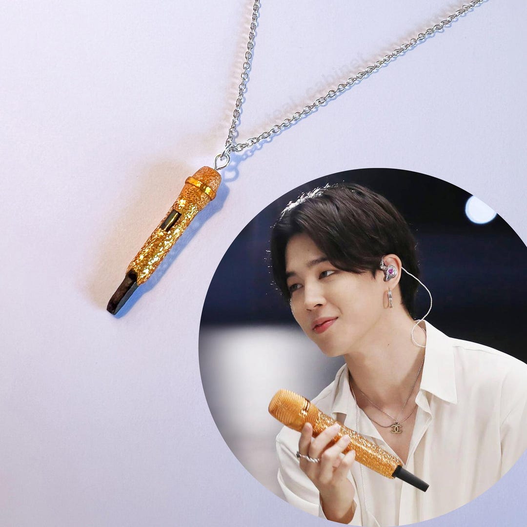 BTS JIMIN Inspired Necklace With Microphone Pendant From the BE