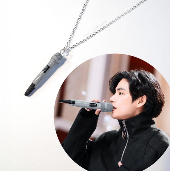 BTS V Inspired Necklace With Mini Microphone Pendant - Etsy