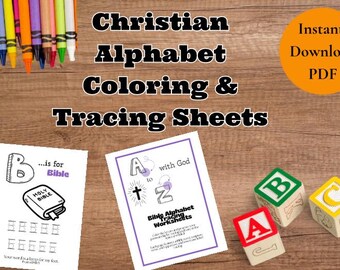 Christian Alphabet Tracing Coloring Pages: Bible Verse Worksheets (Printable Pack)