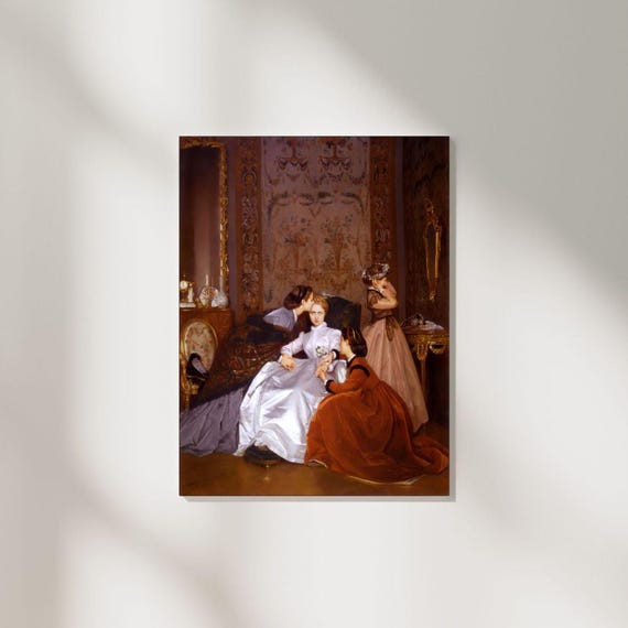 The Reluctant Bride by Auguste Toulmouche, 1866. Arte Imprimible Digital. Moody Wall Art. La Novia Renuente.