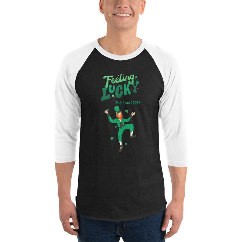 Trendy 3/4 Sleeve Shirt Feeling Lucky Pub Crawl 2024 St. Etsy