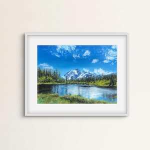 Grand Teton National Park Gemälde Öl See Natur Realismus Fotorealismus Wand Kunst Wohnkultur Wald Wiese Fluss Blumen Himmel Landschaft