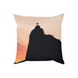 Cushion, Christ The Redeemer inspired throw pillow, Rio de Janeiro home decor, religious gift, decorative accent, pillow cover