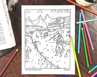 Gênesis 6 A História dos Gigantes e da Corrupção Página para Colorir da Bíblia em PDF para Estudo Bíblico Infantil Leia a Bíblia em um Plano de Currículo Anual