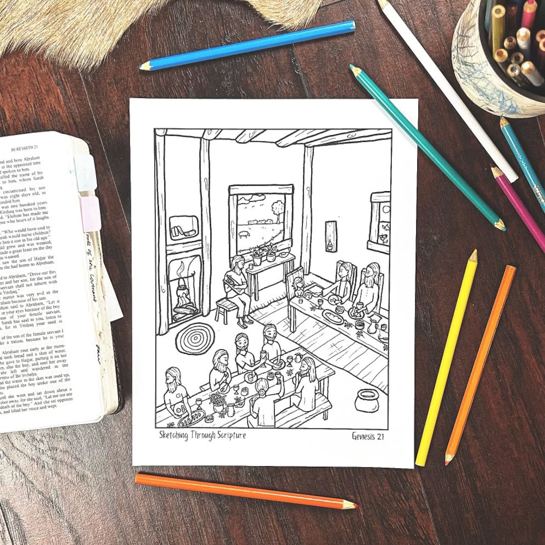 Genesis 21 Isaac's Weaning Feast Story Bible Coloring Page Printable