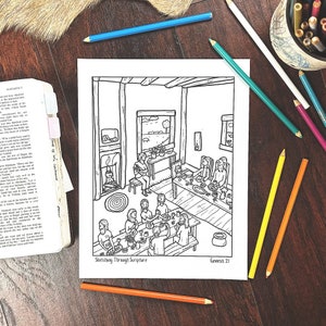 Genesis 21 Isaac&#39;s Weaning Feast Story Bible Coloring Page Printable For Bible Lesson, Children&#39;s Torah Study, Homeschool Curriculum PDF