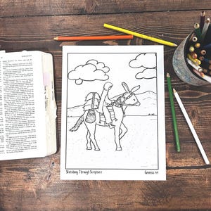 Genesis 44 Joseph Frames His Brother Benjamin Story Bible Coloring Page PDF For Bible Lesson, Torah Activity, Sunday School or Homeschool