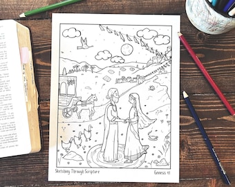 Genesis 41 Joseph Marries In Egypt Story Bible Coloring Page PDF For Bible Lesson, Torah or Bible Activity, Sunday School, Bible Homeschool