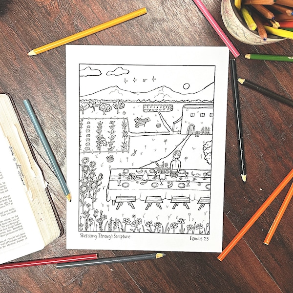 Exodus 23 Festival of Firstfruits Story Bible Coloring Page PDF For Bible Lesson, Bible Activity, Feast Day, kids Appointed Time Worksheet