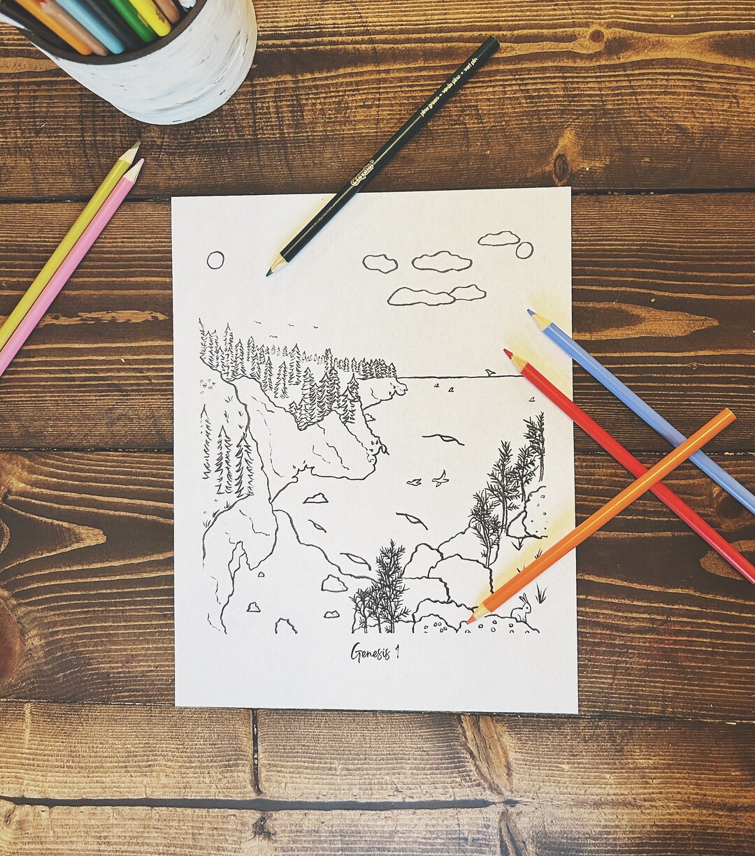 Genesis 1 Creation Story Bible Coloring Page Printable for - Etsy
