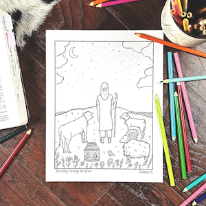 Genesis 15 God&#39;s Covenant With Abram Bible Coloring Page Printable For Bible Lesson, Sunday School, Homeschool Torah Illustration Curriculum