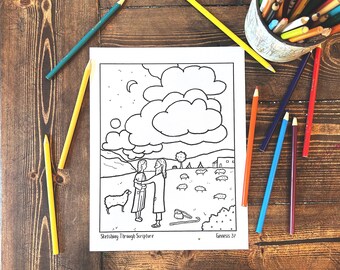 Genesis 37 Joseph's Coat Bible Story Coloring Page PDF For Bible Lesson, Bible Activity, Sunday School, Bible Homeschool, Kids Quiet Time