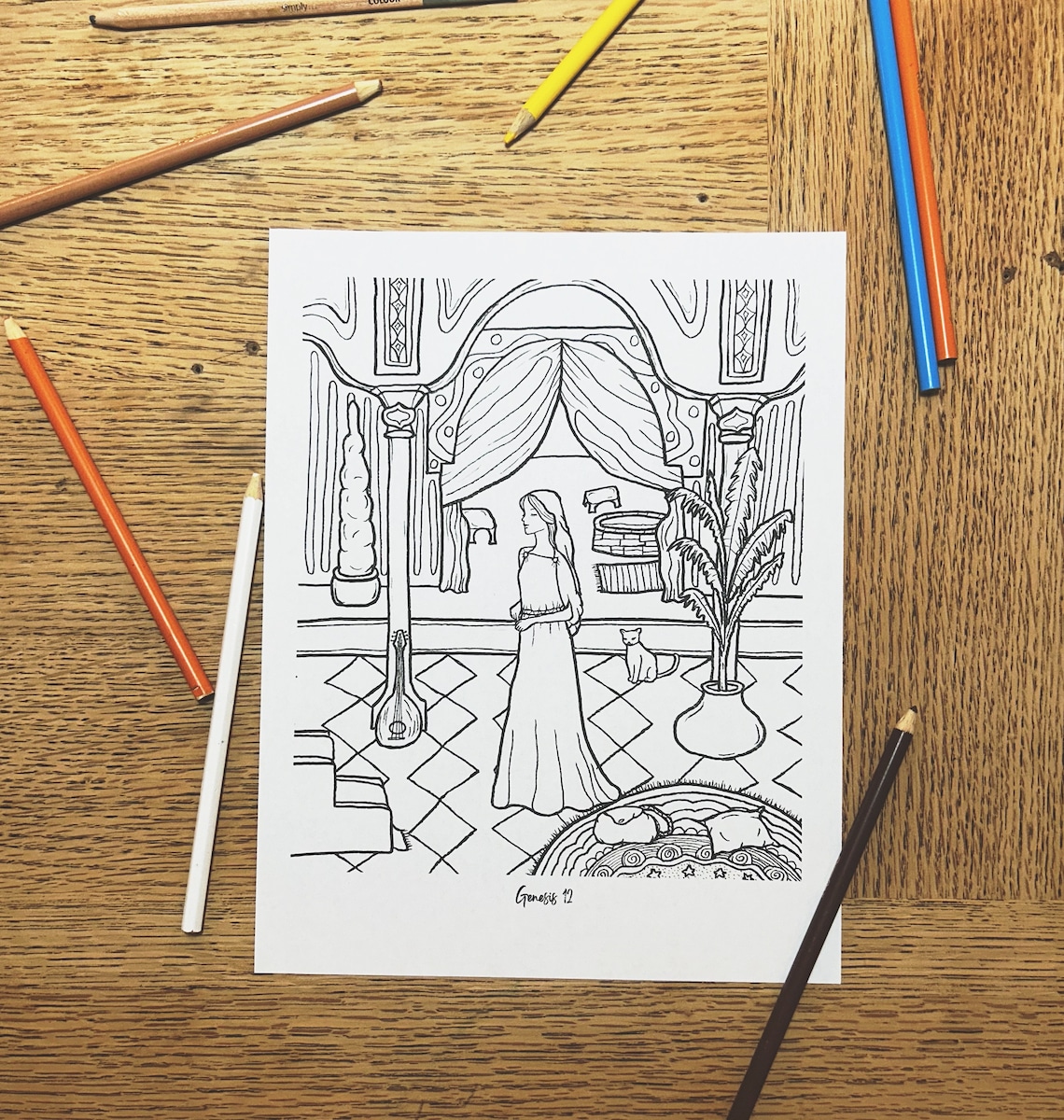 Genesis 11, 12, 13 Bible Story Coloring Pages PDF: Tower of Babel