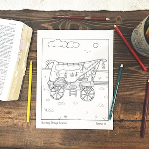 Genesis 45 Joseph&#39;s Family Moves to Goshen Story Bible Coloring Page PDF For Bible Lesson, Torah Activity, Sunday School, Bible Homeschool