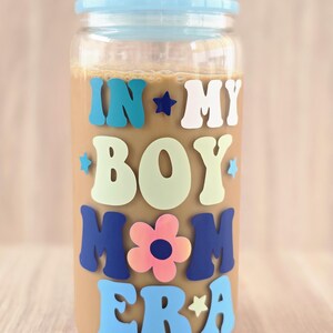 Celebrate Your Boy Mom Era with this Charming 16 oz Cup, Thoughtful Gift, Ideal for New Moms, boy mom cup, stylished iced coffee glass,