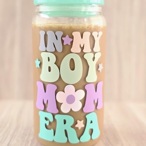Boy Mom Era Cup, Thoughtful Gift, Ideal for New Moms, boy mom cup, stylished iced coffee glass,mom gift,Mother’s Day gift,funny cup for mom