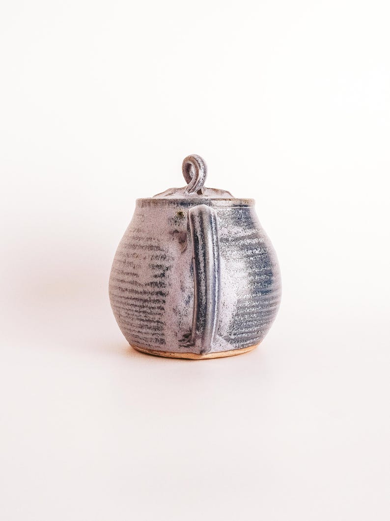 Vintage Handmade Studio Pottery Mini Blue Teapot Artist Signed Organic