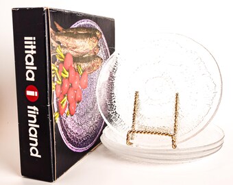 Vintage Iittala Solaris Glass Plates By Tapio Wirkkala Set Of 4 Scandinavian Dinnerware