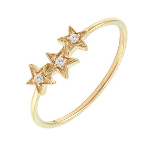 14K Gelbgold Stern Diamant Ring