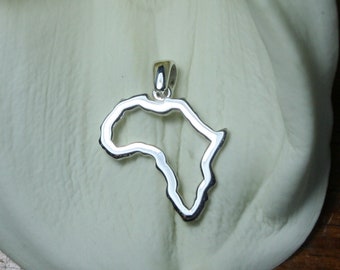 Africa Continent Outline Pendant Handmade Sterling Silver - 30mm (1.2inches)