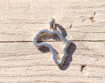 Afrika Kontinent Umriss Anhänger handgemachte Sterling Silber - 30 mm (1,2 Zoll)