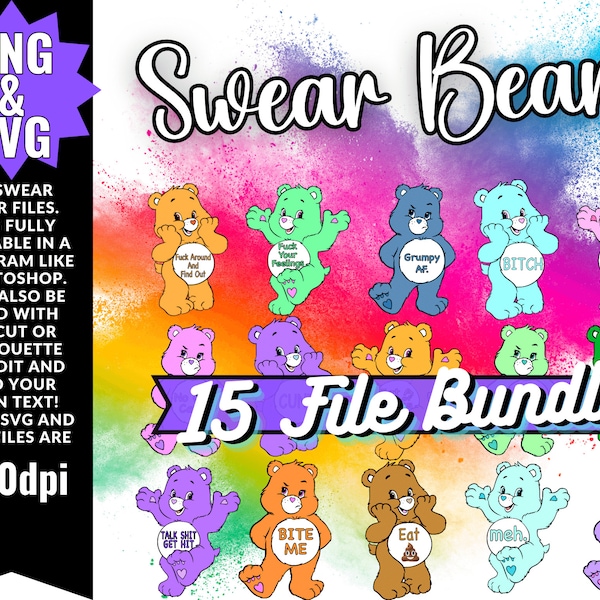 Swear Bears Vol. 1 - 300 dpi PNG & SVG Fully Customizable Fan Art