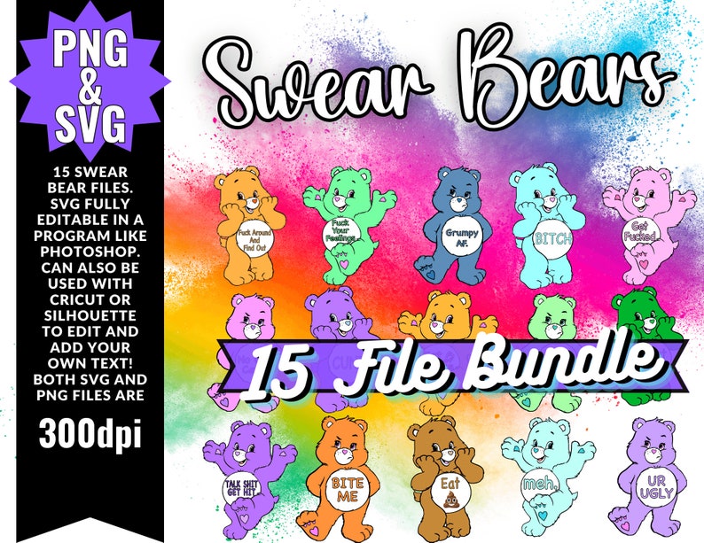 Swear Bears Vol. 1 300 dpi PNG & SVG Fully Customizable Fan Art image 1