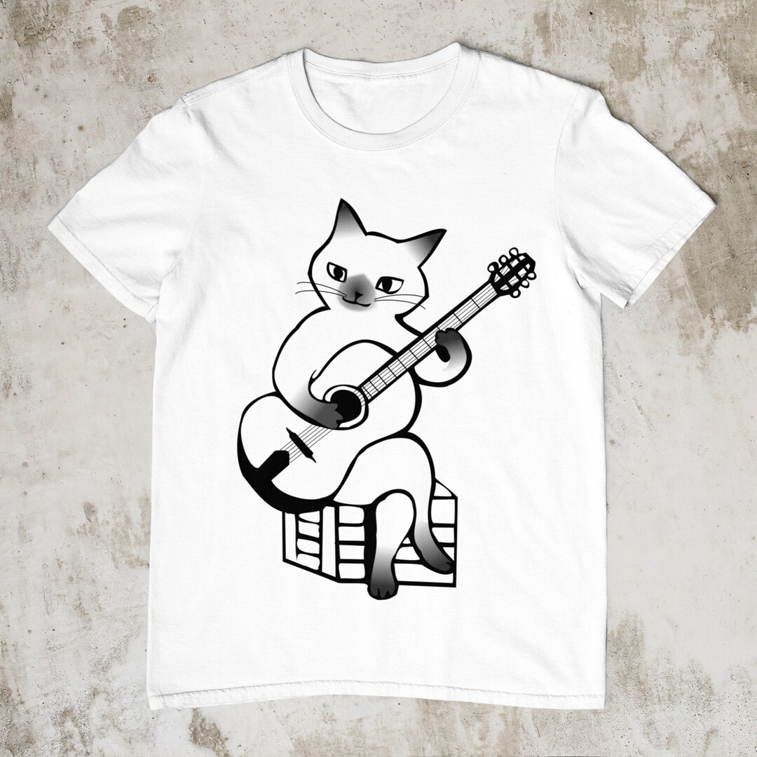 Cat Playing Guitar Shirt, Guitar Cat Shirt, Musical Cat Tshirt, Jazz