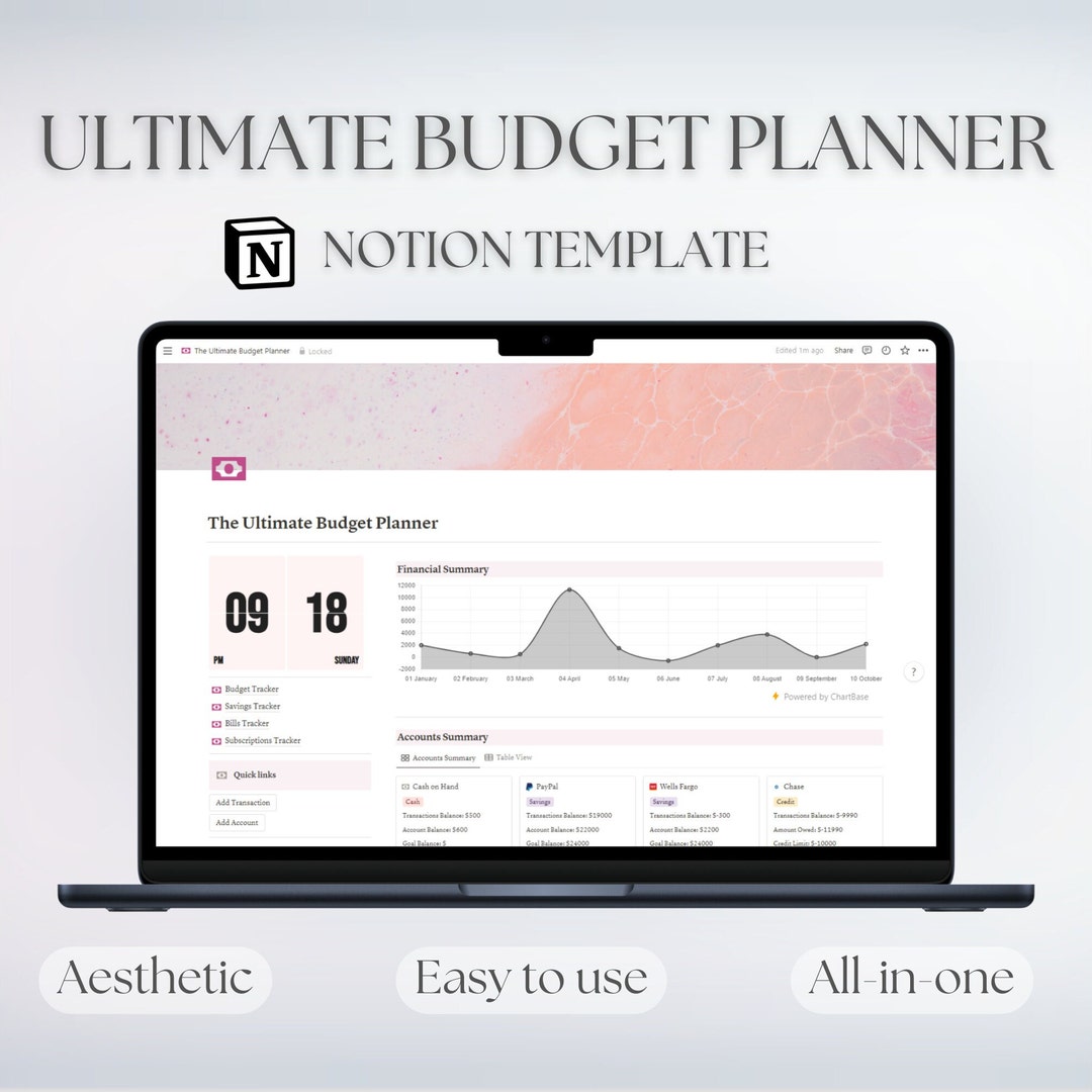 Ultimate Notion Budget Template Planner | All in One Finance Dashboard ...