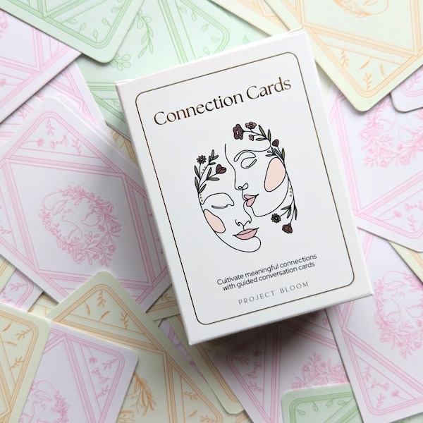Connection Cards - Game Card Deck | Conversation Card Game | Icebreaker | Get to Know | Date Night Ideas | Journal Prompts | Gift for Her