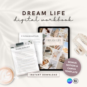 Crea il quaderno digitale della vita dei tuoi sogni / THAT GIRL / Definizione degli obiettivi / Planner per lo scopo della vita / Schede di lavoro per lo sviluppo personale / PDF stampabile
